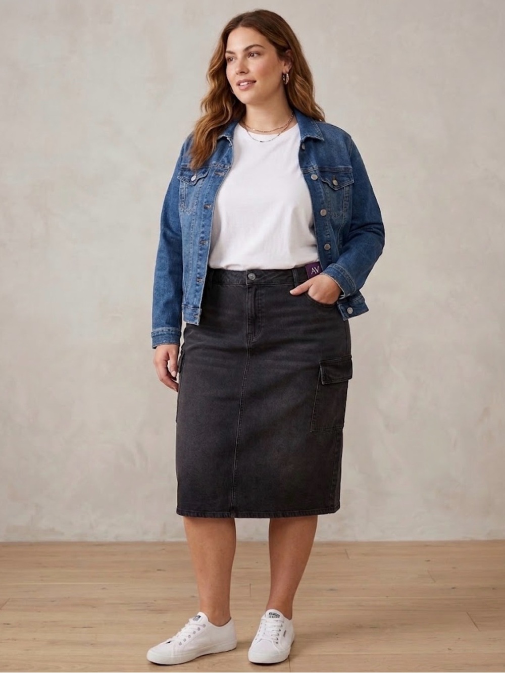 Ava & Viv Black Cargo Midi Skirt